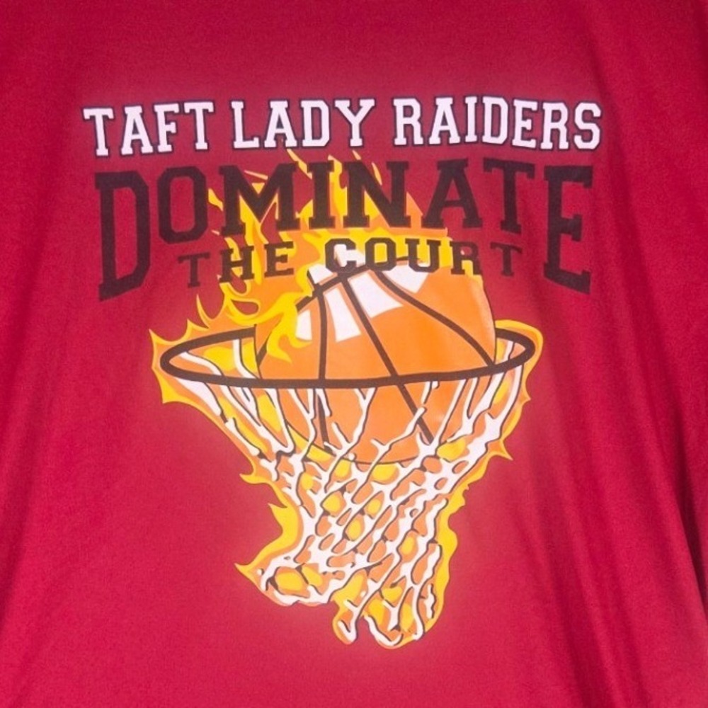 BAW Athletic T-Shirt Women Medium Red Taft Lady Raiders Basketball Graphic Tee